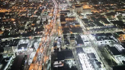 aerial view of Los Angeles at night