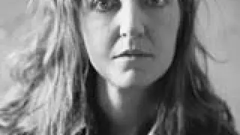 Black and white portrait of Rebecca Solnit.
