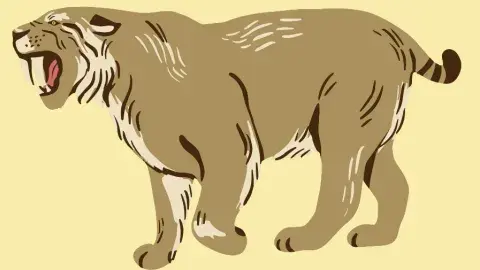 saber toothed cat with jaws open