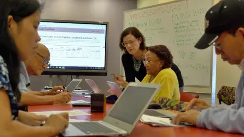 Adults in a computer class