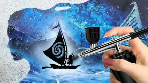 Airbrush tool painting ocean scene