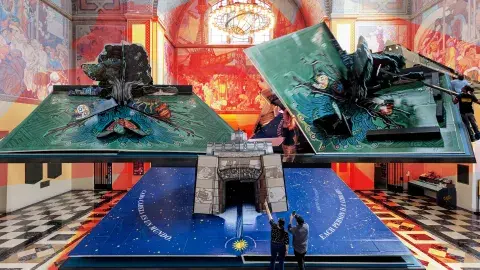 Composite of the different pages of the world's largest pop-up book
