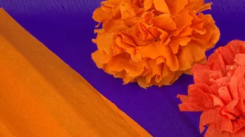 Cempasuchil flower made of tissue, Mexican flower of the day of the dead