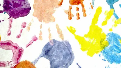 colorful hand prints