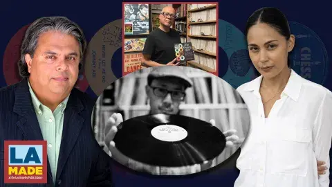 3 people and a guy with a record