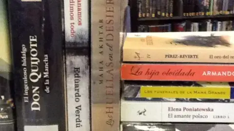A stack of Spanish language books