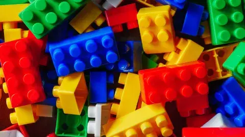 A variety of colorful Lego bricks.