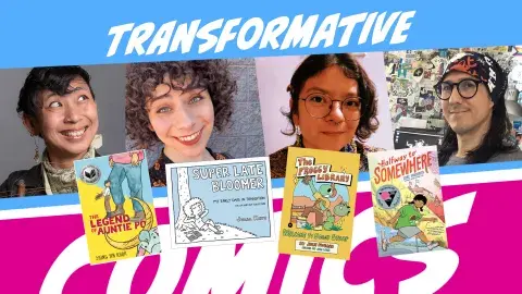 Transformative Comics with author profiles and book covers