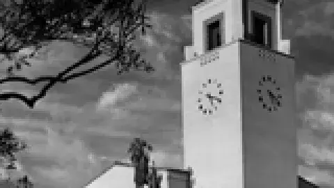 Union Station in black and white