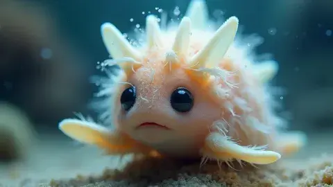 A small ocean creature sits at the bottom of a tide pool