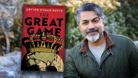 Author Avind Ethan David and his latest novel, The Great Game