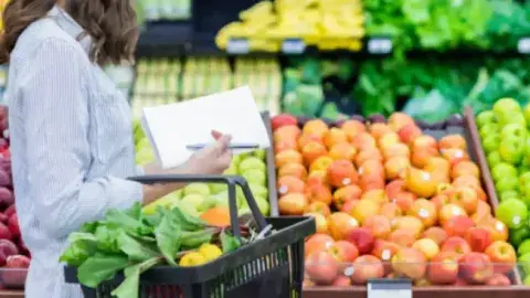 Person shopping for groceries in the fresh produce section