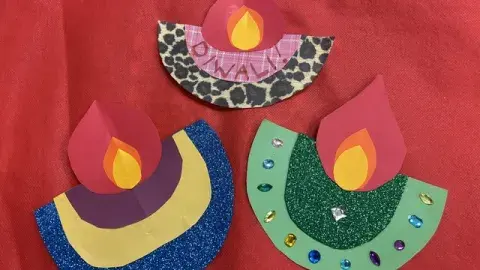 Three diwali paper lamp crafts.