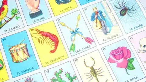 Multi-colored loteria card.