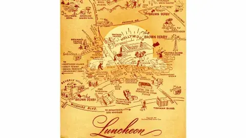 historic menu with map of LA 