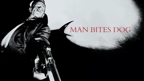 Film poster for "Man Bites Dog"