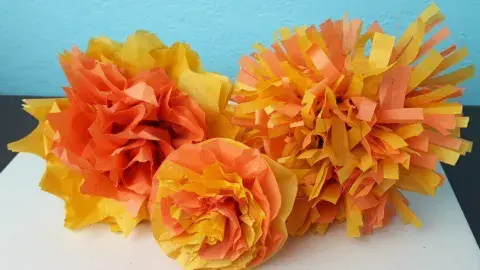 orange and yellow paper flowers