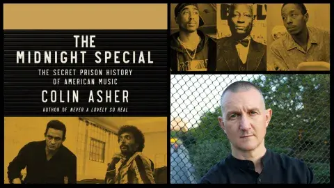 Author Colin Asher with book cover, The Midnight Special