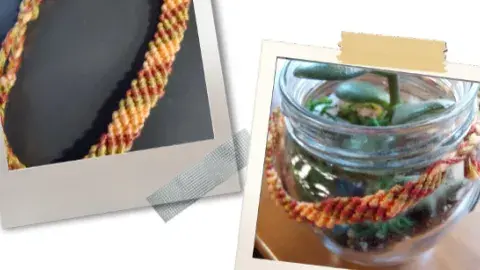 two snapshots of a woven bracelet