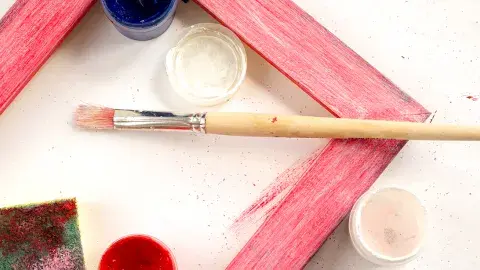 Painted Frame with brush and paints
