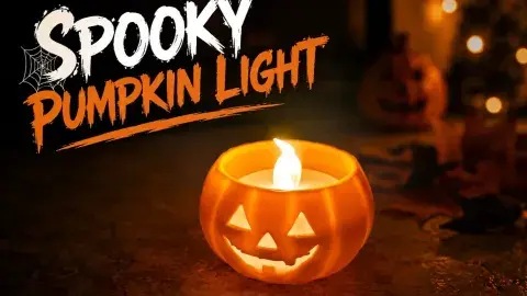 3D printed orange pumpkin tea light