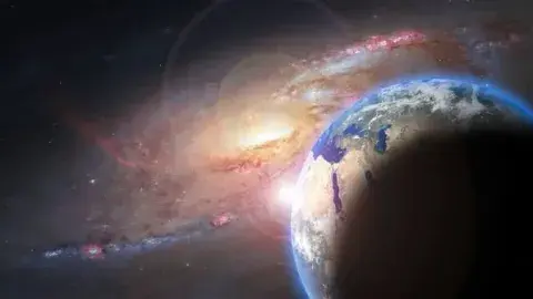 Planet in a galaxy in outer space.