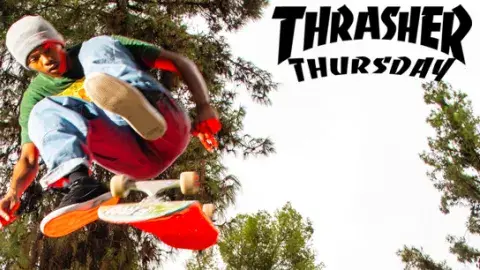 skateboarder with text "Thrasher Thursday'