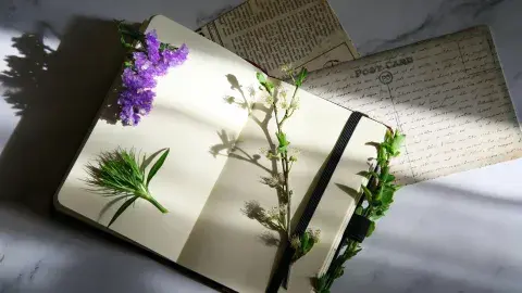 blank journal with flowers and fauna 