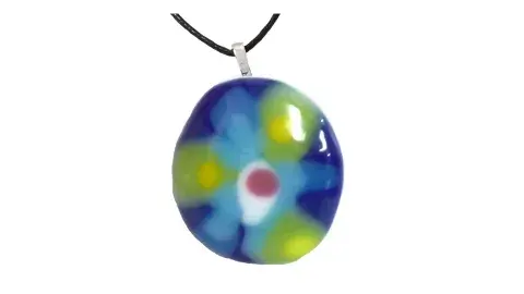 Blue fused glass pendant. 