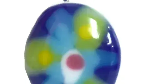 Blue fused glass pendant. 