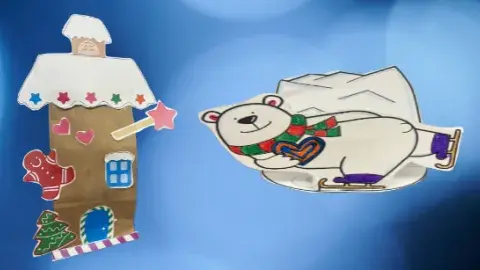 A paper house and paper bear