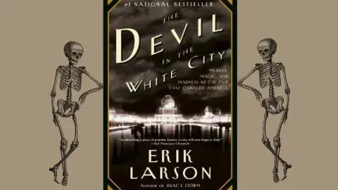 cover of the book flanked by images of skeletons