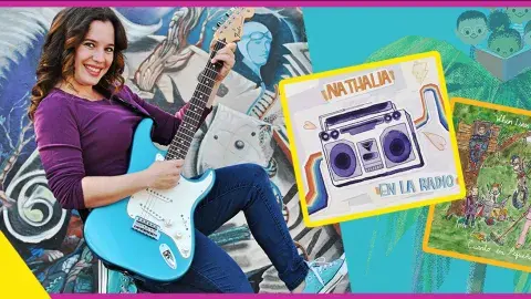 woman holding a guitar