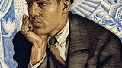 painted portrait of Langston Hughes