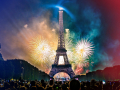 the Eiffel tower with fireworks