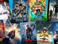 Collage of films adapted from comic books