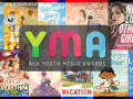 Collage of ALA awarded books behind YMA logo