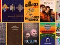 Collage of books and films on Armenian history and culture