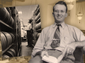 John Bernhill Phillips, the first designated Central Library director. Shelves of film reels in the Audio-Visual Department