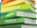 Stack of foreign language books.