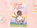 pride and prejudice book cover, tea pot and tea sandwiches