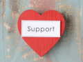 Heart with the word 'support' written on it