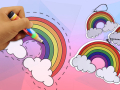 Hand coloring a rainbow on plastic which will become a shrinky dink when baked..
