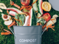 Compost bin with food scraps