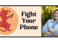 photo of lecturer next to graphic that says fight your phone