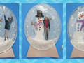 plastic plate snow globe with snowman