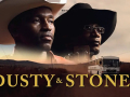 Country musicians Dusty and Stones from Eswatini are shown superimposed above a mural highways, both wearing cowboy hats and looking out into the distance. 