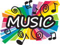 Colorful Poster with the word MUSIC at the center. 