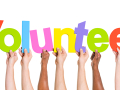 volunteer word, arms and hands