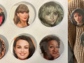 Image of wearable buttons featuring images of various female celebrities